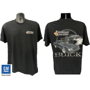 Buick Grand National T-Shirt – Black w/ Emblem & Burnout Scene (Licensed)