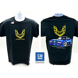 1977 Pontiac Trans Am T-Shirt - Black w/ Firebird Logo Emblem - Licensed