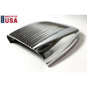 Polished Cast Aluminum Finned Bolt-On Hood Air Scoop - OTB Gear 14-3/4"x 11" - GoodSpeedUSA