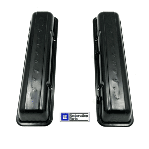 Black "Chevrolet" Script Steel Valve Covers For Small Block Chevy - No Holes - GoodSpeedUSA