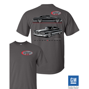 Gray T-Shirt w/ Black Chevy Chevelle SS & Script Logo - Licensed