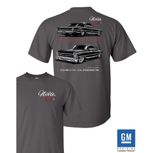 Gray T-Shirt w/ Black Chevy Nova SS & Script Logo - Licensed