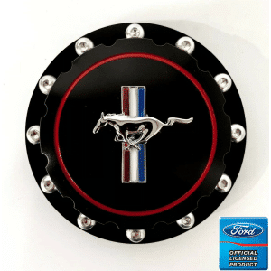 Black Billet Twist On Style Gas Cap Tri-Bar Pony Emblem 1964-1973 Ford Mustang - GoodSpeedUSA