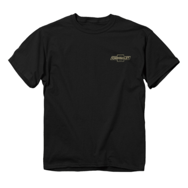 Chevy T-Shirt - Black w/ Bowtie Logo & American Flag Camo Chevy Pickup Truck