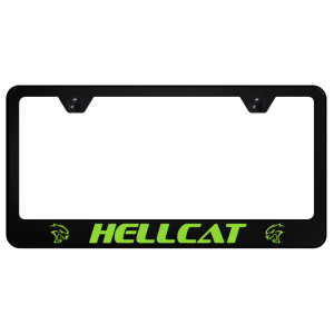 Green Dodge SRT Hellcat Logo Black Plastic License Plate Frame - GoodSpeedUSA