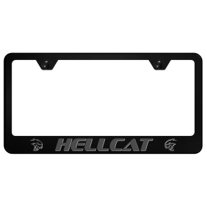Gray Dodge SRT Hellcat Logo Black Plastic License Plate Frame - GoodSpeedUSA