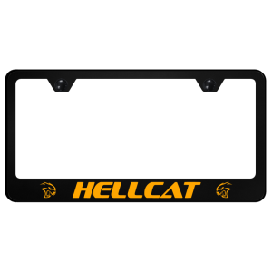 Orange Dodge SRT Hellcat Logo Black Plastic License Plate Frame - GoodSpeedUSA