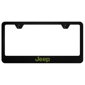 Green Jeep Logo Black Plastic License Plate Frame - GoodSpeedUSA