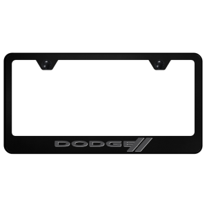 Gray Dodge Logo Black Plastic License Plate Frame - GoodSpeedUSA