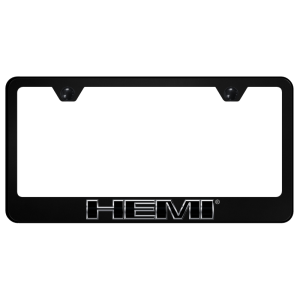 Chrome Dodge Hemi Logo Black Plastic License Plate Frame - GoodSpeedUSA