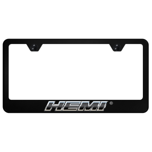 Chrome Dodge Hemi Slant Logo Black Plastic License Plate Frame - GoodSpeedUSA