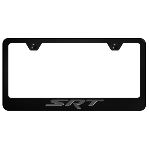 Gray Dodge SRT Logo Black Plastic License Plate Frame - GoodSpeedUSA