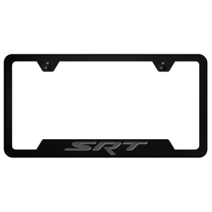 Gray Dodge SRT Logo Black Notched Plastic License Plate Frame - GoodSpeedUSA