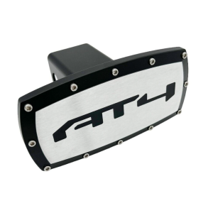 Black Brushed GMC "AT4" Tow Hitch Cover w/ Allen Bolts For 2" Receivers - GoodSpeedUSA