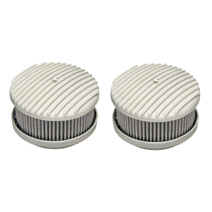 Pair Unpolished Finned Aluminum Air Cleaners, 4 Barrel 6-3/8" Show Quality - GoodSpeedUSA