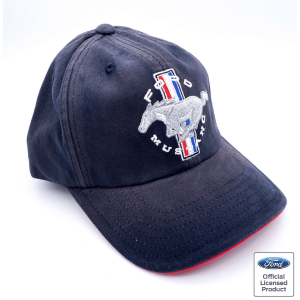 Ford Mustang Hat / Cap – Navy Blue Chemical Washed w/ Tri Bar Logo
