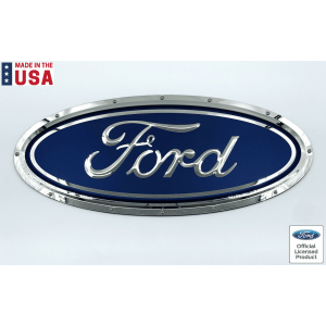 Blue Ford Oval Logo Emblem Metal Sign w/ Rivets