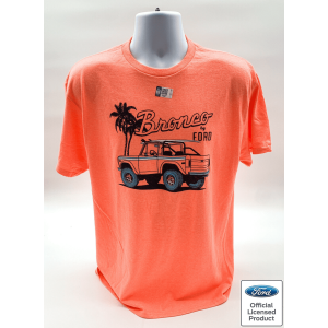 Ford Bronco Coral T-Shirt – “Bronco By Ford” Beach Scene