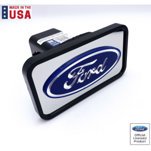 Ford Blue Oval Chrome ABS Tow Hitch Cover – Plug Fits 2″ Receivers