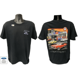 Ford Mustang Black T-Shirt – Gas/Service Station Scene
