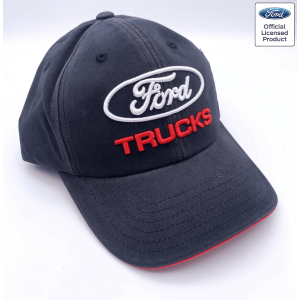 Ford Trucks Hat White Red Script Emblem – Navy Chemical Washed Design