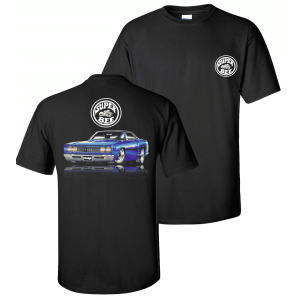 Blue 1969 Dodge Super Bee on Black T-Shirt