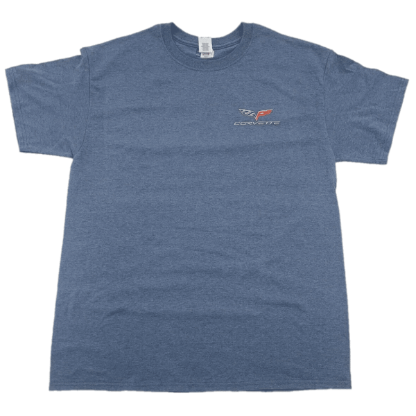 Chevy C6 T-Shirt - Light Blue with American Flag - Image 2
