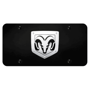 Dodge Ram Vanity License Plate - Black W/ Brushed Emblem