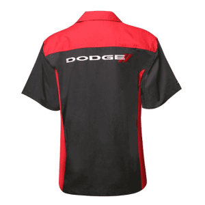Mechanic Style Button Up Shirt - Black & Red W/ White & Red Dodge Emblem