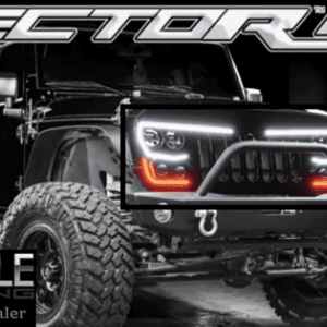 2007-17 Jeep Wrangler JK LED Grille w/ Headlights & Turn Signal - Flat Black