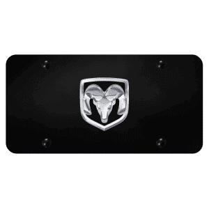 Dodge Ram Emblem License Plate - Black & Chrome