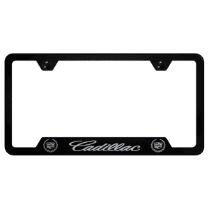 Cadillac License Plate Frame - Black w/ Silver Logo
