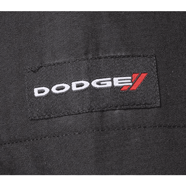 Mechanic Style Button Up Shirt - Black & Red W/ White & Red Dodge Emblem