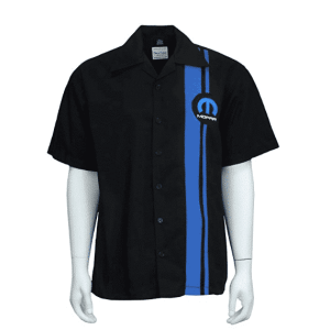 Mechanic Style Button Up Work Shirt - Black w/ Blue Mopar M Emblem / Logo