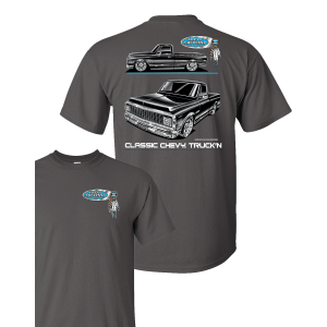 1971-1972 Chevy C10 Cheyenne Pickup T-Shirt - Gray w/ Black Trucks (Licensed)