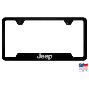 Jeep License Plate Frame - Black w/ Silver