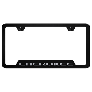 Jeep Cherokee License Plate Frame - Black w/ Silver Logo