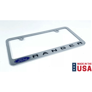 Ford Ranger Premium Chrome License Plate Frame w/ Blue Oval Emblem