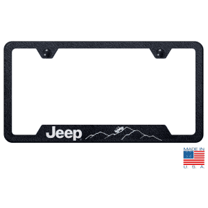 Jeep License Plate Frame - Black w/ Silver Mountain Logo