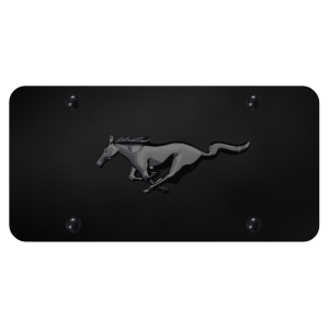 Ford Mustang License Plate - Black with Grille Logo