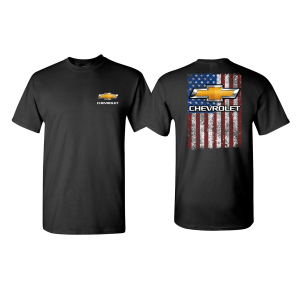 Chevrolet T Shirt - American Flag with Gold Bowtie