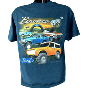 Ford Bronco T-Shirt "Hit the Off Road" Scene w/ Script Emblem - Midnight Blue