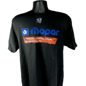 Mopar T-Shirt - Black w/ 1985-90 Chrysler Corporation Genuine Parts Logo / Emblem
